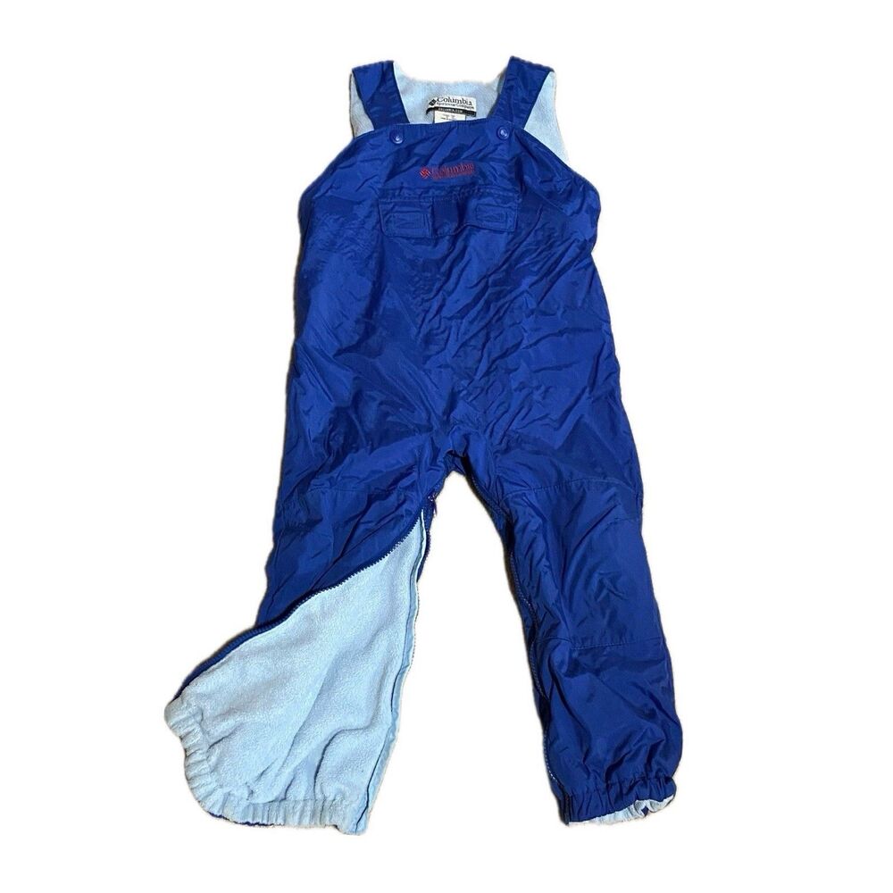 Columbia Toddler 4T Snow Bibs Blue FULL CROTCH ZIPPER Easy Change Rare Insulated